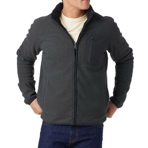 Stoic Mix Media Full Zip Sherpa Jacket High Pile Fleece Gray Mens Size Medium